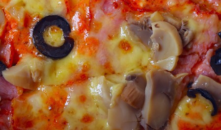 Closeup pizza surfaceの写真素材