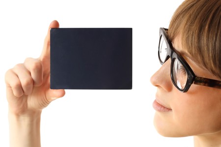 Young woman in retro eye glassesの写真素材