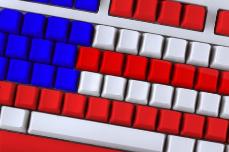 Computer keyboard like USA national flagの写真素材