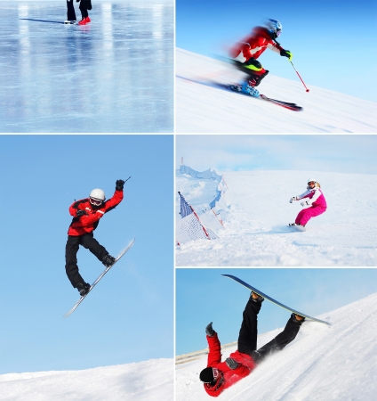 Set of a pictures with winter activity themeの写真素材