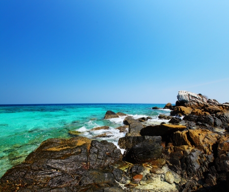 Tropical clear sea and blue sky. Racha Yai island, Thailandの写真素材
