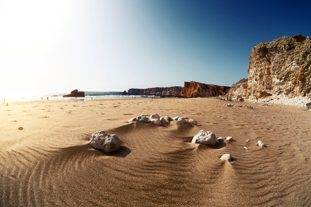 Beach named Praia do Tonel at sunny day. Portugalの写真素材