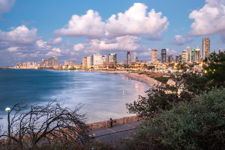 The city of Tel Aviv at twilight. Israelの写真素材