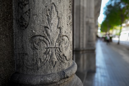 Shot of the concrete column with pattern on itの写真素材