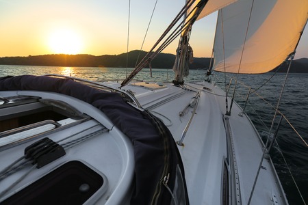 Yacht sailing in the tropical sea