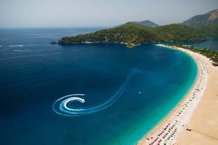 Aerial view of the beach of Oludeniz, Fethiye, Turkeyの写真素材