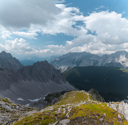 Alps in a summer sunny day with fluffy clouds. Austriaの写真素材