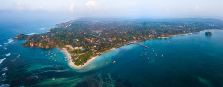 Aerial panorama of the Weligama bay with fisherman village. Sri Lankaの写真素材