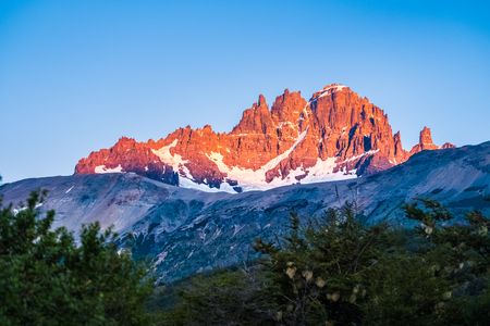 Cerro Castillo mountain during sunrise. Chileの写真素材