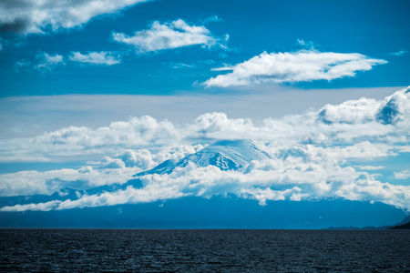 Volcano of Osorno in clouds, Chileの写真素材