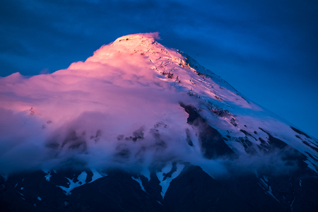 Volcano of Osorno during sunset, Chileの写真素材