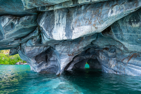 Marble caves on the lake of General Carrera, Patagonia, Chileの写真素材
