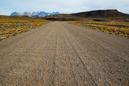 Gravel empty unnamed road in Patagonia. Chileの写真素材