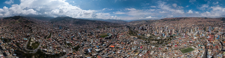 Aerial panorama of the city of La Paz during sunny day. Boliviaの写真素材