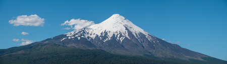 Panorama of the volcano of Osorno during summer sunny day, Patagonia, Chileの写真素材