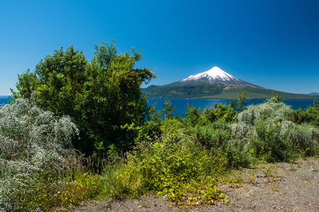 Volcano of Osorno with ice cap during summer, Chileの写真素材