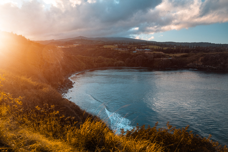 Honolua Bay at sunrise. Maui, Hawaiiの写真素材