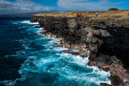 Steep coast of the southernmost point of the USA, Big Island, Hawaiiの写真素材