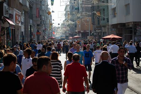ISTANBUL / TURKEY - SEPTEMBER 16, 2014: Crowded street in the city of Istanbulのeditorial素材