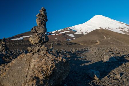 Snow capped volcano of Osorno during summer, Chileの写真素材