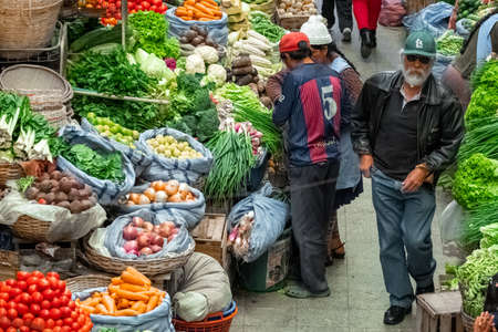 SUCRE / BOLIVIA - APRIL 10, 2018: Interior of the local market in the city of Sucre in Boliviaのeditorial素材