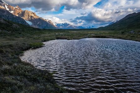 Lake in mountains in Patagoniaの写真素材
