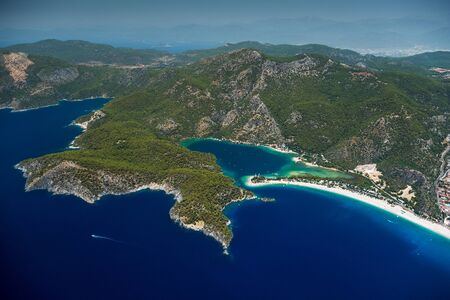 Aerial view of the Oludeniz beach in Turkeyの写真素材