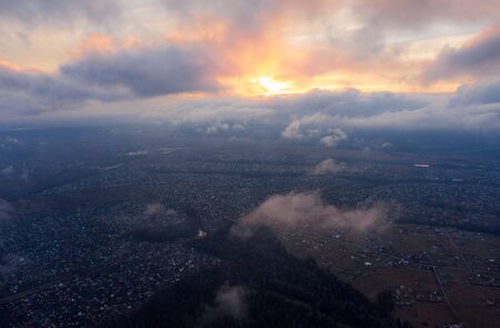 Clouds in the evening sky. Aerial shotの写真素材