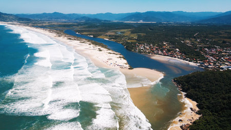 Aerial view of the town of Guarda do Embau in Brazilの写真素材