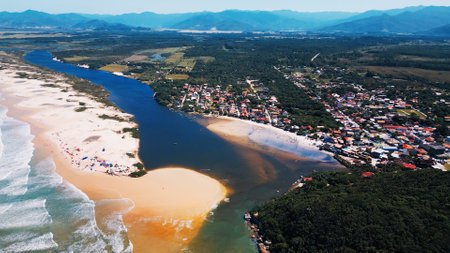 Aerial view of the town of Guarda do Embau in Brazilの写真素材