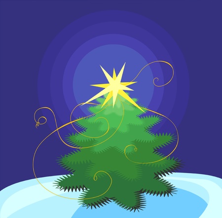 Vector of christmas tree with shining star のイラスト素材