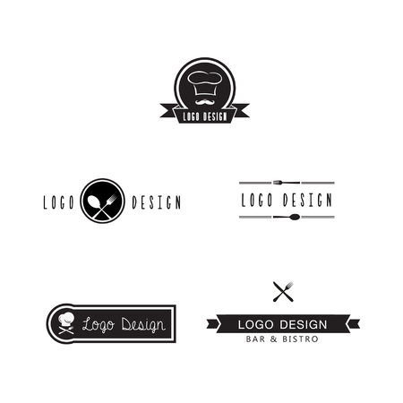 Set of bar and bistro logo icon design, white backgroundのイラスト素材