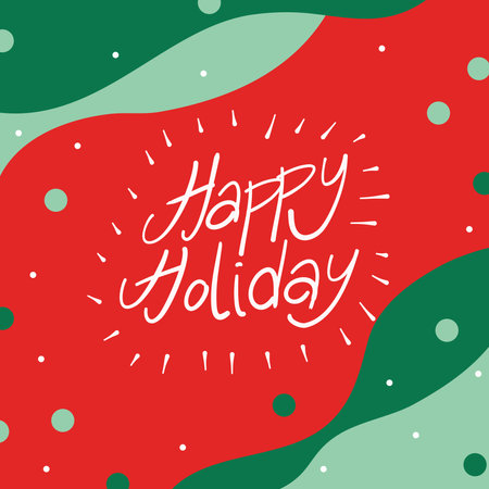 Greeting card with happy holiday theme, happy new year and christmas day. Vector background with red and green color.のイラスト素材