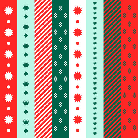 Pattern of Christmas and Xmas theme with red, white and green colors, vector style for artwork, pattern, banner or background.のイラスト素材