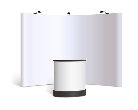 Blank trade show booth mock up. Front view. Vector isolated on white backgroundのイラスト素材