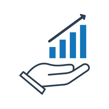 Chart with hand vector icon. Graph with hand isolated on white background.のイラスト素材