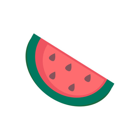 Watermelon icon in flat color style. Juicy slice of watermelonのイラスト素材