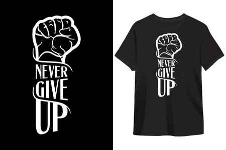 Never give up motivational quotes typography lettering artwork for t-shirt design .typography t-shirt design vectorのイラスト素材