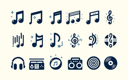Music and sound icons set. Vector music sign illustration,music notesのイラスト素材