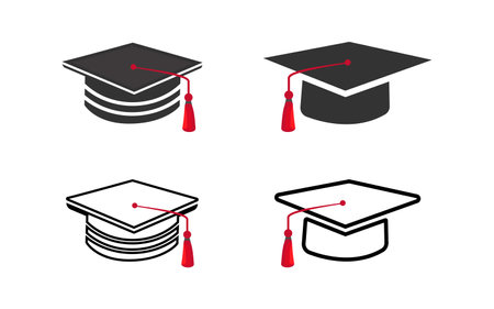 Graduation cap icon set isolated on white background. Vector illustration.のイラスト素材