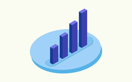 Isometric blue and violet 3d business graph. Vector illustration.のイラスト素材