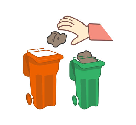 Human hand Throwing Garbage in Bin vector illustration.Garbage cansのイラスト素材