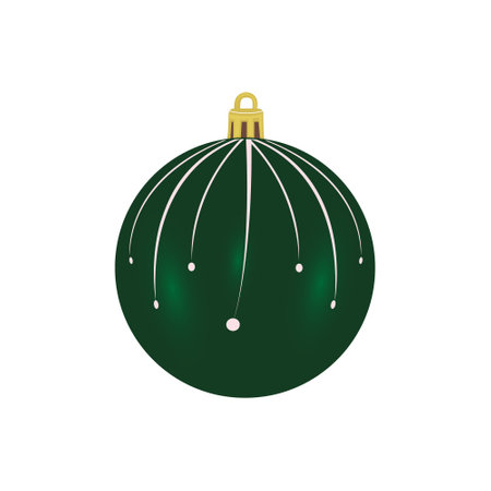 Green Christmas Shiny Glass Ball ornament vector illustration. Christmas Ornament.のイラスト素材