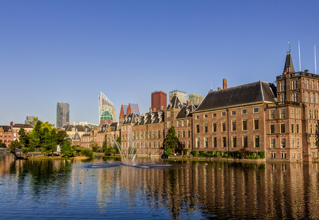 The Hague skyline and Binnenhofの写真素材