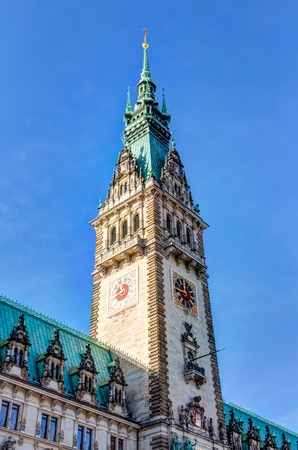Hamburg town hall in the city centerの写真素材