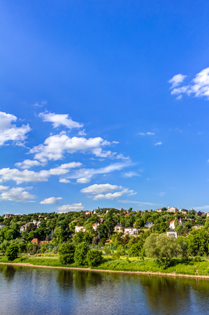 Beautiful Elbe river and valley in Dresden, Germanyの写真素材