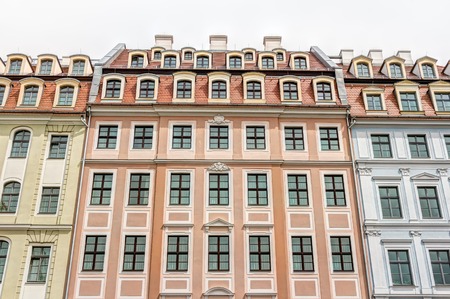 Historic rebuilt baroque buildings in Dresden, Germanyの写真素材