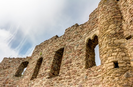 Ruined castle in Frauenstein in the Ore Mountains, Germanyの写真素材
