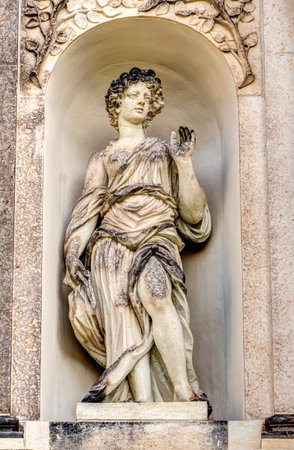 Detailed perspective of a sculpture at he Great Garden Palace Dresden in Germanyのeditorial素材