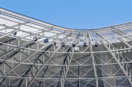 Modern construction of a stadium roof in Germanyの写真素材
